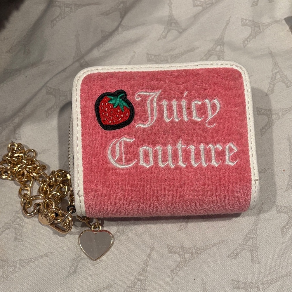 Juicy Couture Pink Card Holder with Gold Chain